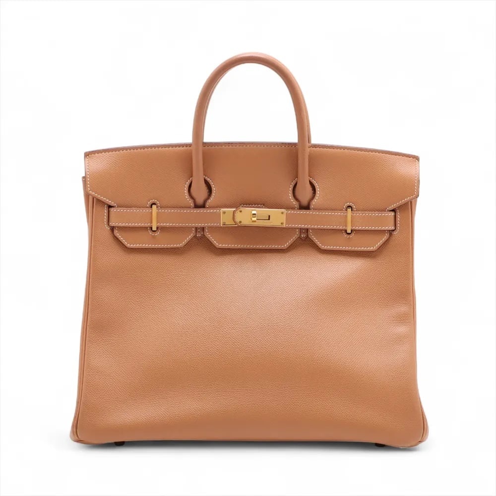 Authentic HERMES HAC Haut à Courroies 32 natural gold courchevel leather bag